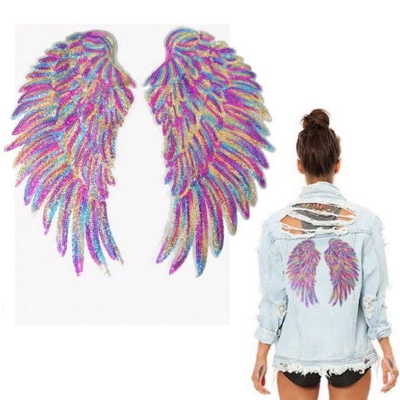 Multicolored 2pc Angel Wing Patches - Picture 1 of 3